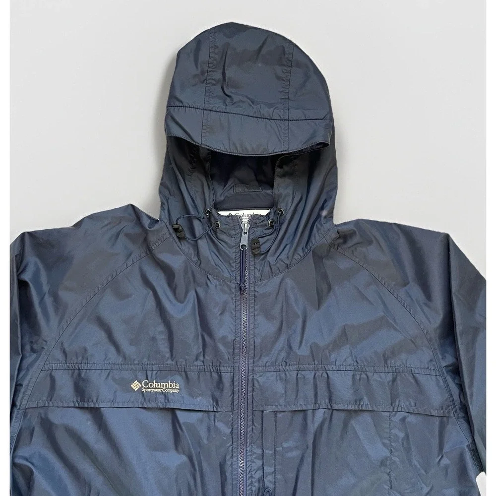 Vintage Columbia Sportswear Co Packable Rain Jacket‎ Men's Size XL Full Zip Coat